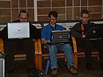 Holger Klemt, Jason Wharton, Arno Brinkman (from the left). Who has the coolest laptop? My vote for Jason's one. That was looking like a Playstation 7.